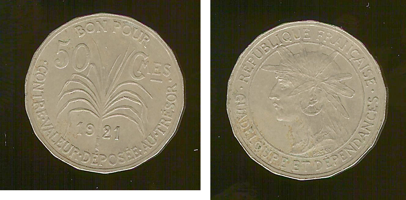 Guadelope 50 centimes 1921 AU+